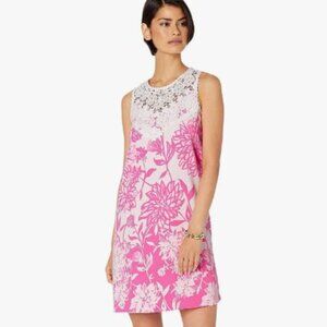 Lilly Pulitzer Nala Soft Shift Dress Pink/White Floral Lace Neckline Size 8